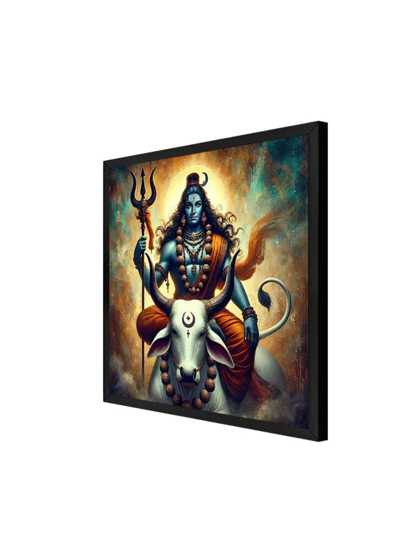 Box_Fiber_Frame_Lord_Shiva_with_Bull_Nandi_Canvas-Wrapped_Painting,_�_Hindu_Mythological_Art_36X36_Inches_(BLF36X360529)