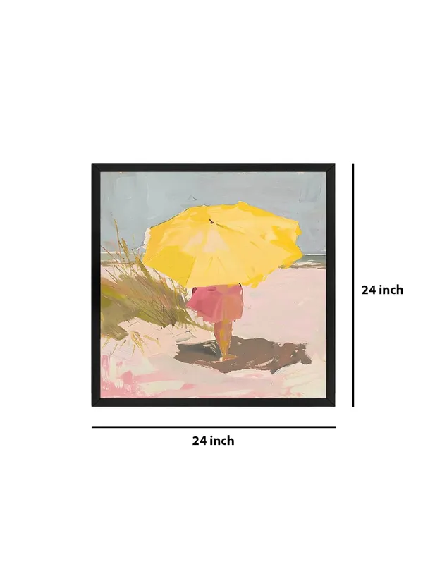Box_Fiber_Frame_Canvas-Wrapped_Child_Under_Yellow_Umbrella_Painting,_24X24_�_Summer_Vibes,_Playful_Beach_Art_for_Bedroom_or_Living_Room_(BLF24X240439)
