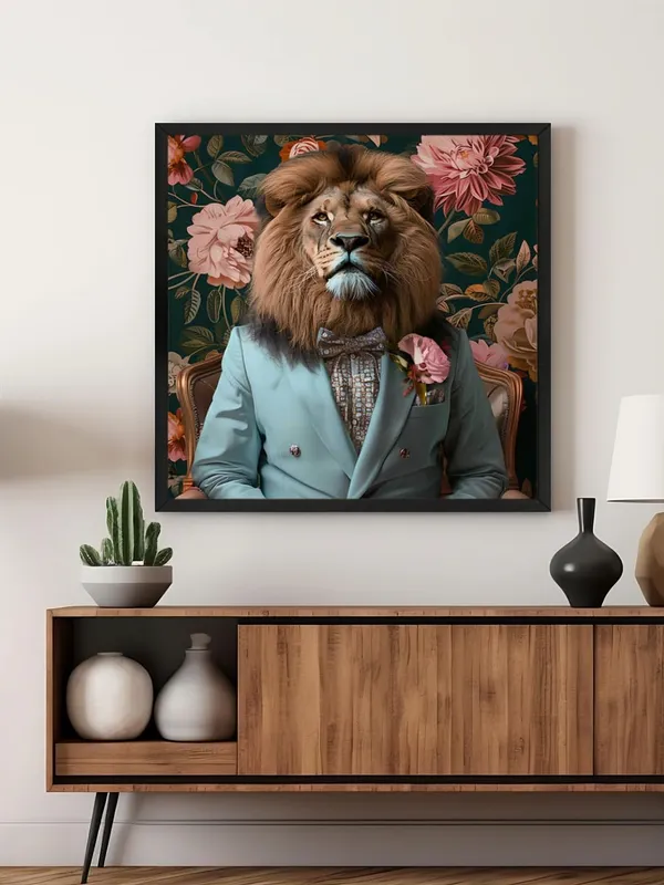 Box_Fiber_Frame_Lion_in_Elegant_Blue_Suit_Canvas-Wrapped_Painting_36X36_-_Contemporary_Wall_Art_(BLF36X360330)