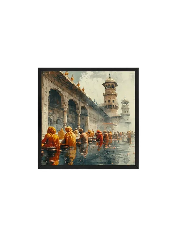 Box_Fiber_Frame_Holy_Bath_Capturing_the_spiritual_ambiance_of_pilgrims_engaging_in_a_ritualistic_bath_at_a_sacred_site_banaras_ghat_paintings_for_living_room_(BLF36X360199)