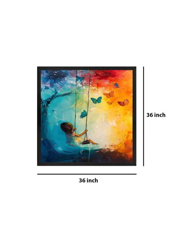 Box_Fiber_Frame_Whimsical_Child_on_Swing_Canvas-Wrapped_Painting_-_36X36_|_Playful_and_Colorful_Wall_Art_(BLF36X360436)