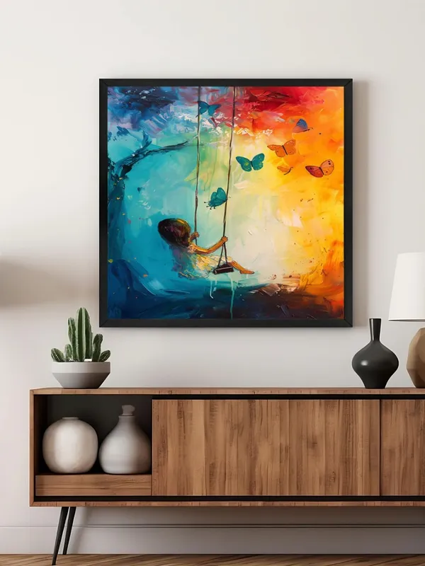 Box_Fiber_Frame_Whimsical_Child_on_Swing_Canvas-Wrapped_Painting_-_36X36_|_Playful_and_Colorful_Wall_Art_(BLF36X360436)