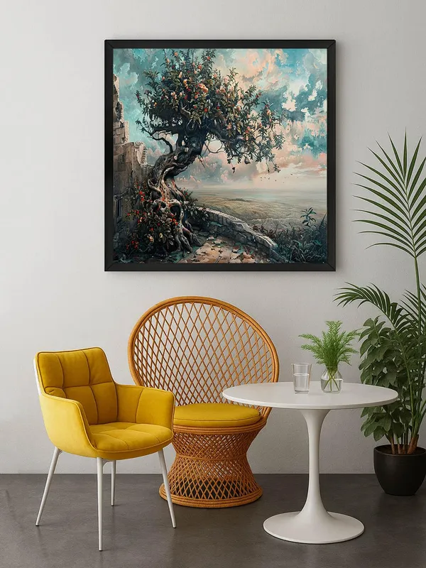 Box_Fiber_Frame_The_Timeless_Sentinel_or_The_Ancient_Tree_Overlooking_the_Valleytree_of_life_painting_(BLF36X360180)