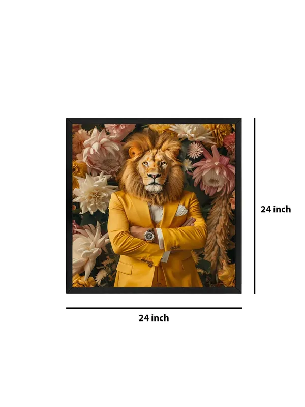 Box_Fiber_Frame_Lion_in_Floral_Suit_Canvas-Wrapped_Painting,_24X24_Unique_Art_for_Bold_Interiors_(BLF24X240323)
