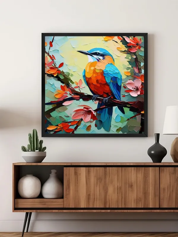 Box_Fiber_Frame_Colorful_Bird_on_Branch_Canvas-Wrapped_Painting_36X36_-_Nature_Art_for_Home_Decor_(BLF36X360449)