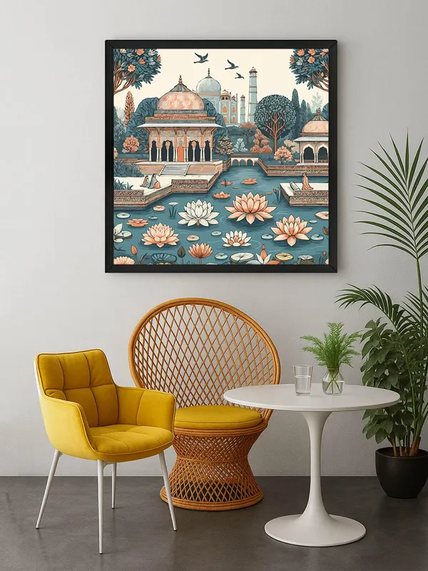 Box_Fiber_Frame_indian_art_mughal_garden_with_flying_birds_modern_art_wall_painting_for_wall_d�cor_indian_art_painting_(BLF24X240221)