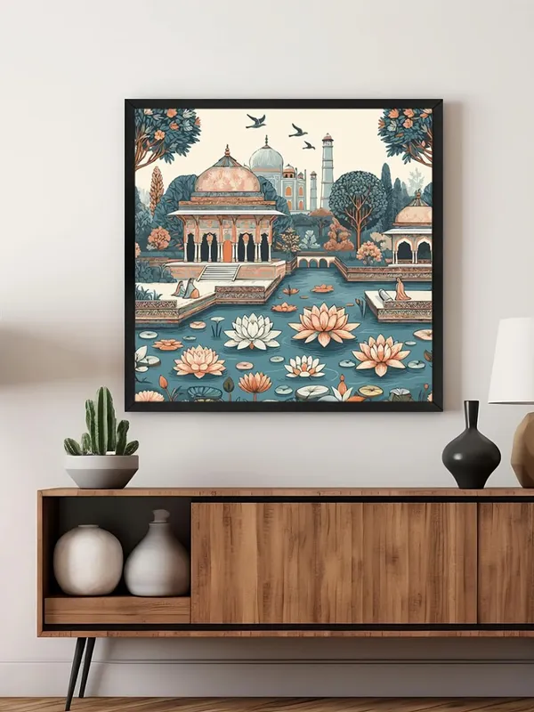 Box_Fiber_Frame_indian_art_mughal_garden_with_flying_birds_modern_art_wall_painting_for_wall_d�cor_indian_art_painting_(BLF24X240221)