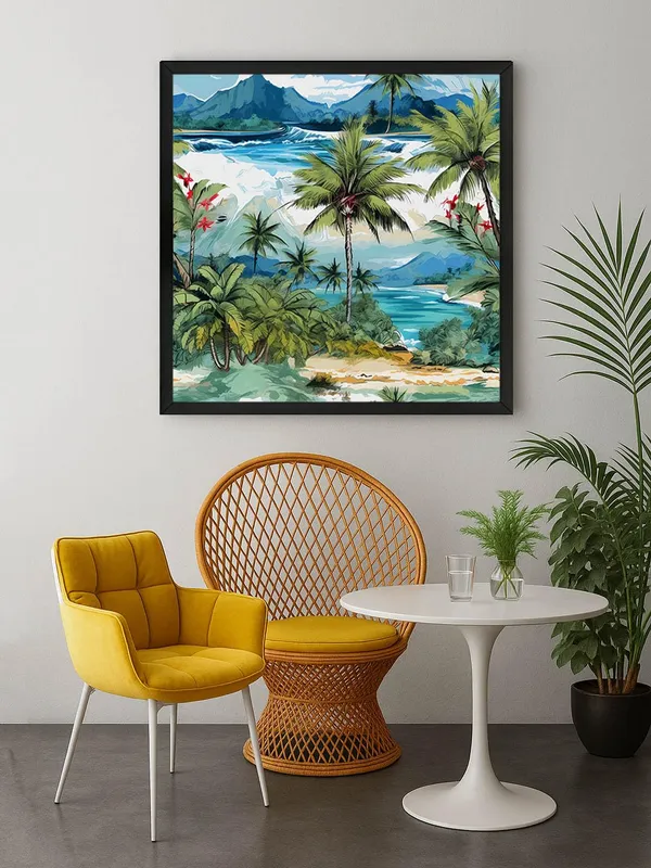 Box_Fiber_Frame_Tropical_Beach_Art_Print_-_Vibrant_Palm_Trees,_Mountains,_and_Turquoise_Sea_Painting_for_Exotic_Home_D�cor_(BLF36X360146)