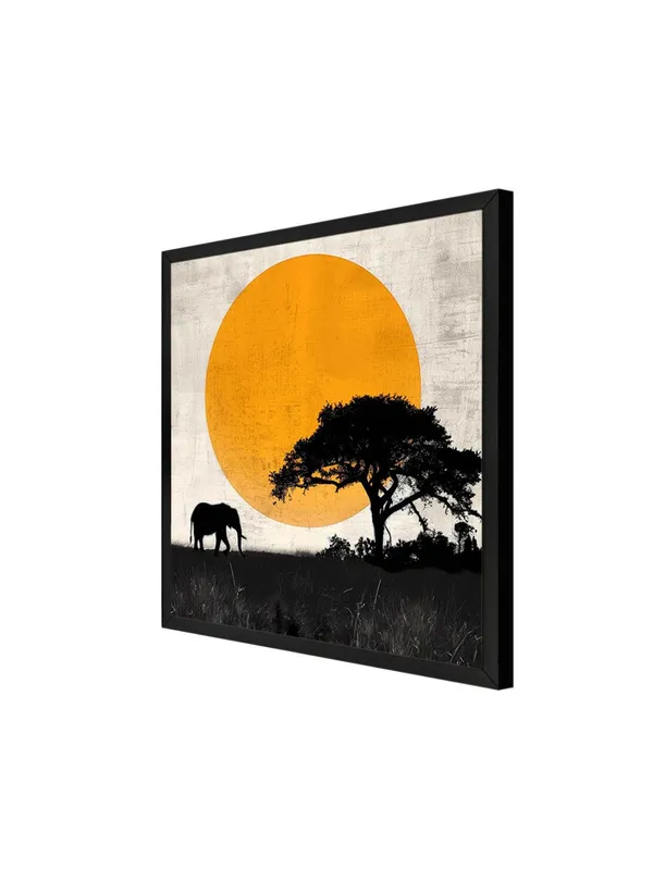 Box_Fiber_Frame_Canvas-Wrapped_African_Elephant_Sunset_Painting_24X24_-_Nature_Inspired_Wall_Art_(BLF24X240491)