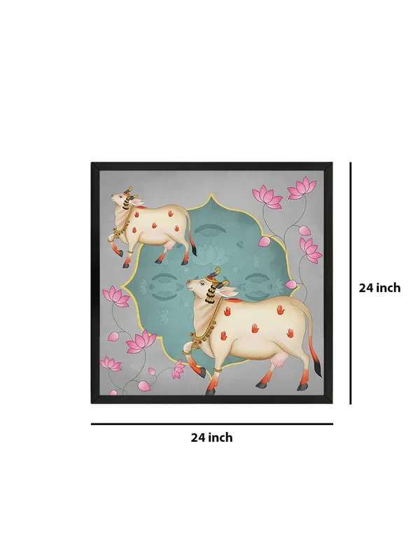 Box_Fiber_Frame_Ornamental_Cow_and_Lotus_Flower_Art_Print_-_Decorative_Traditional_Painting_with_Soft_Color_Palette_and_Elegant_Gold_Accents_(BLF24X240170)
