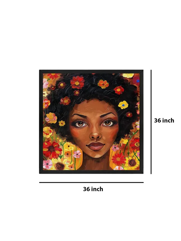 Box_Fiber_Frame_Floral_Fantasy_Canvas-Wrapped_Painting_36X36_�_Whimsical_African_Woman_with_Flowers_(BLF36X360485)