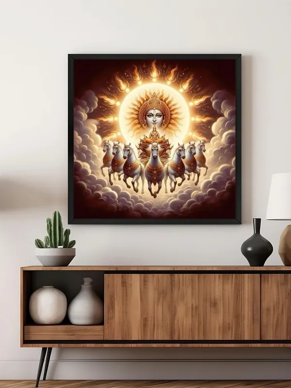 Box_Fiber_Frame_Canvas_Wrapped_Painting_of_Sun_God_Surya_with_Horses_-_Vedic_Art_for_Modern_D�cor_-_36X36_Inches_(BLF36X360544)