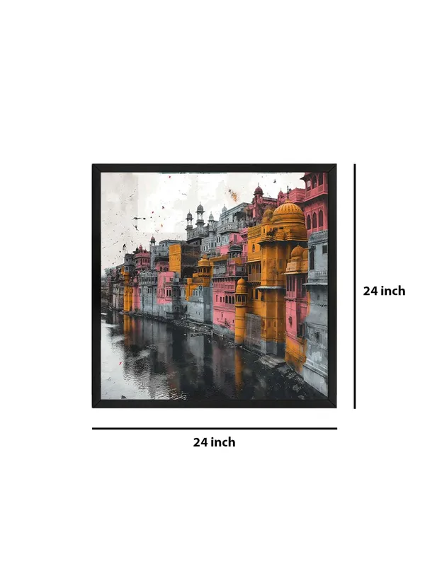Box_Fiber_Frame_Colorful_Reflections_on_the_River_of_vibrant_buildings_along_a_riverriver_painting_vastu_(BLF24X240181)