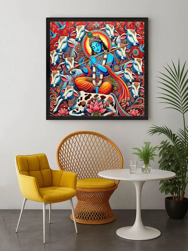 Box_Fiber_Frame_Lord_Krishna_Playing_the_Flute_Surrounded_by_Sacred_Cows_-_Canvas_Painting_|_Krishna_Art,_Hindu_Religious_Painting,_Indian_Mythology_D�cor_(BLF24X240240)