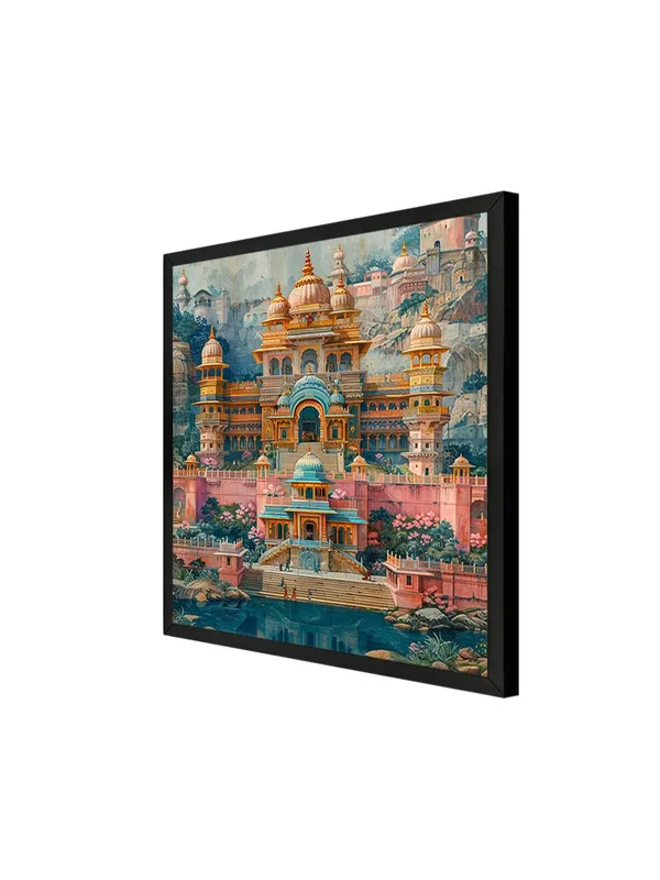 Box_Fiber_Frame_A_richly_detailed_illustration_of_a_grand_Indian_palace_nestled_among_lush_hills_indian_paintings_for_living_room_(BLF24X240205)