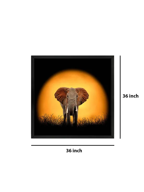 Box_Fiber_Frame_Sunset_Elephant_Canvas-Wrapped_Painting_36X36_-_Wildlife_Silhouette_at_Dusk_(BLF36X360351)