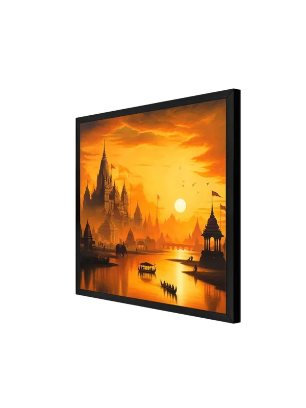 Box_Fiber_Frame_Golden_City_at_Sunset:_A_Majestic_Canvas_Painting_Depicting_Tranquility_and_Heritage_with_a_Warm_Glow_(BLF36X360303)