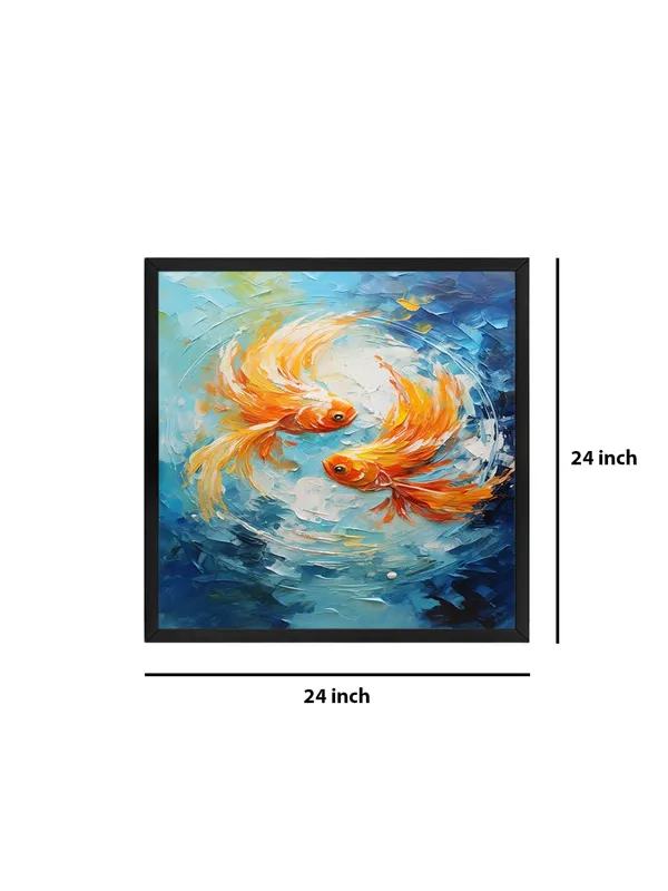 Box_Fiber_Frame_Canvas-Wrapped_Two_Goldfish_in_Water_Painting,_24X24_�_Zen_Art,_Vibrant_Colors,_Tranquil_Decor_for_Home_or_Office_(BLF24X240442)