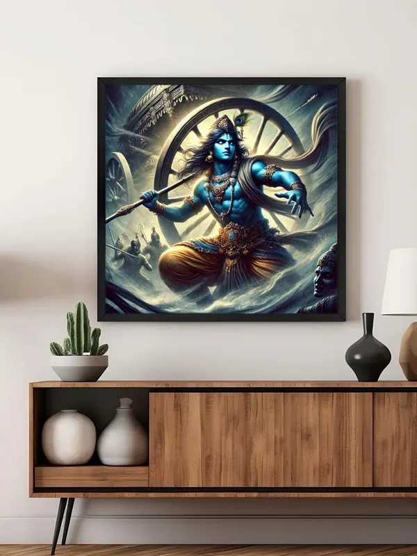 Box_Fiber_Frame_Lord_Krishna_in_a_Dynamic_Battle_Pose_from_the_Mahabharata_-_Canvas_Painting_|_Hindu_Mythology_Art,_Krishna_Wall_Decor,_Indian_Epic_Painting_(BLF24X240249)