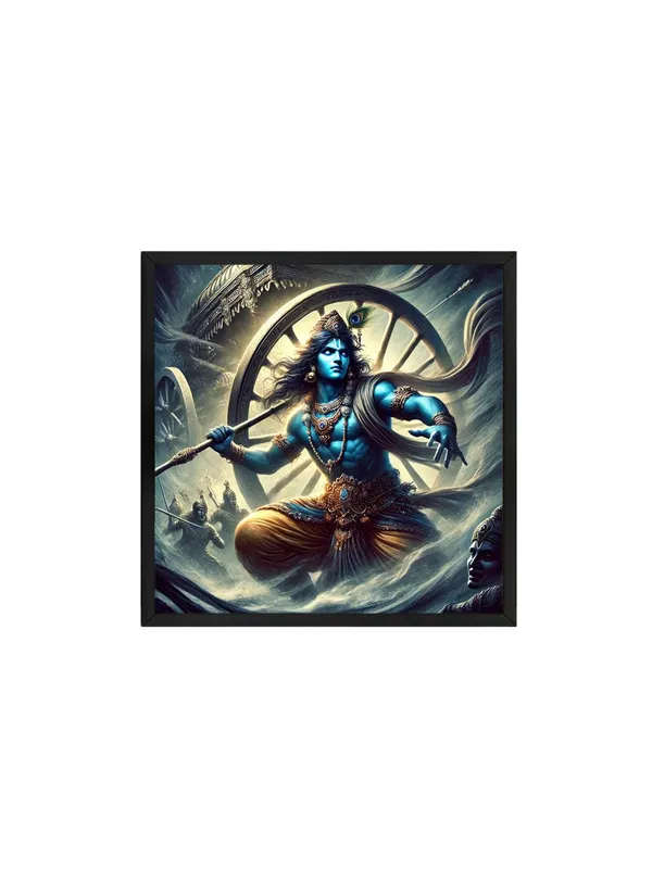 Box_Fiber_Frame_Lord_Krishna_in_a_Dynamic_Battle_Pose_from_the_Mahabharata_-_Canvas_Painting_|_Hindu_Mythology_Art,_Krishna_Wall_Decor,_Indian_Epic_Painting_(BLF24X240249)