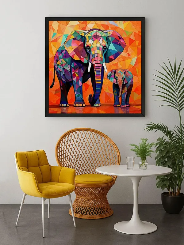 Box_Fiber_Frame_Vibrant_Geometric_Elephant_Art_Print_-_Modern_Abstract_Painting_with_Bold_Colors_and_Mosaic_Style_(BLF36X360172)
