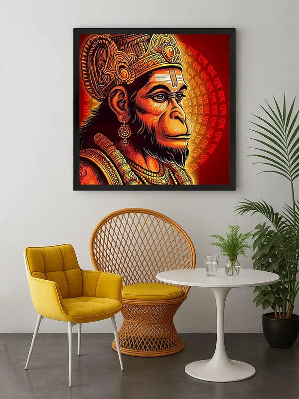 Box_Fiber_Frame_Vibrant_Hanuman_Portrait_Canvas_painting:_Traditional_Hindu_Deity_Artwork_with_Intricate_Details_and_Sacred_Mantras_for_Home_and_Temple_D�cor_(BLF24X240270)