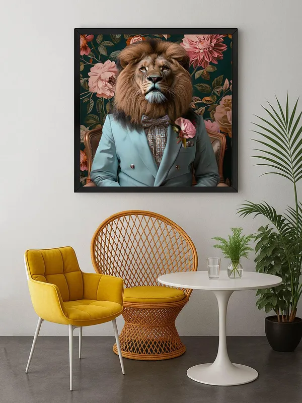 Box_Fiber_Frame_Lion_in_Elegant_Blue_Suit_Canvas-Wrapped_Painting_24X24_-_Contemporary_Wall_Art_(BLF24X240330)