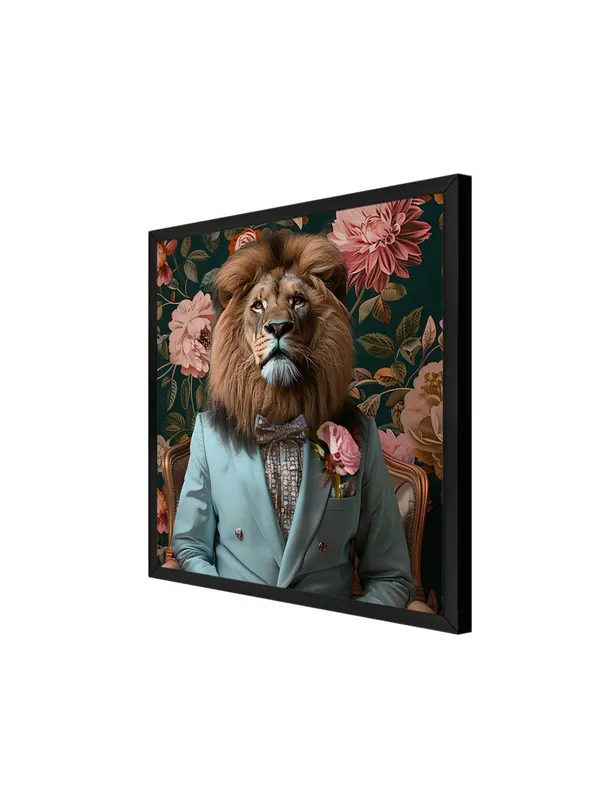 Box_Fiber_Frame_Lion_in_Elegant_Blue_Suit_Canvas-Wrapped_Painting_24X24_-_Contemporary_Wall_Art_(BLF24X240330)