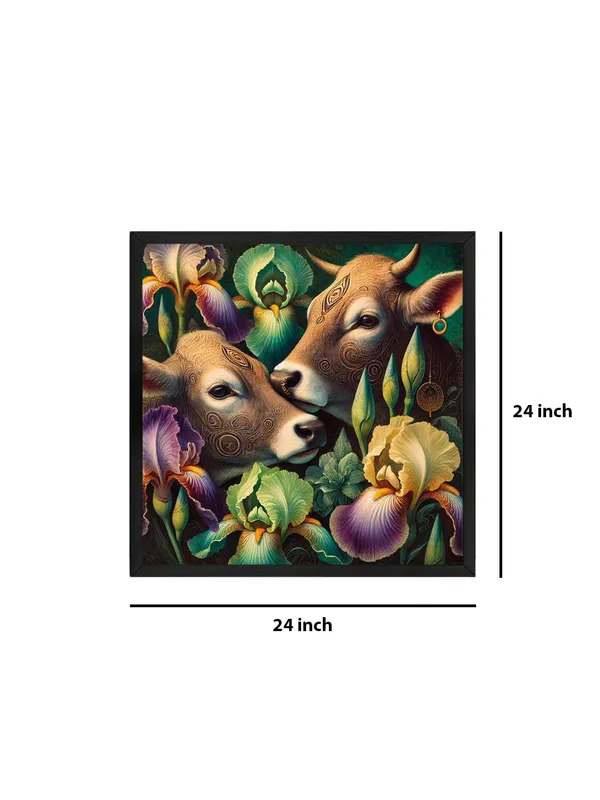Box_Fiber_Frame_Canvas_Wrapped_Painting_of_Two_Cows_with_Flowers_-_Rustic_Art_for_Traditional_Homes_-_24X24_Inches_(BLF24X240560)