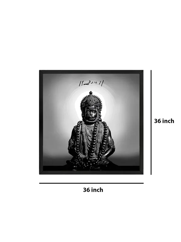 Box_Fiber_Frame_Black_and_White_Hanuman_Statue_with_Sanskrit_Inscription_-_Canvas_Painting_|_Minimalist_Spiritual_Art,_Hindu_God_Decor,_Monochrome_Religious_Painting_(BLF36X360260)
