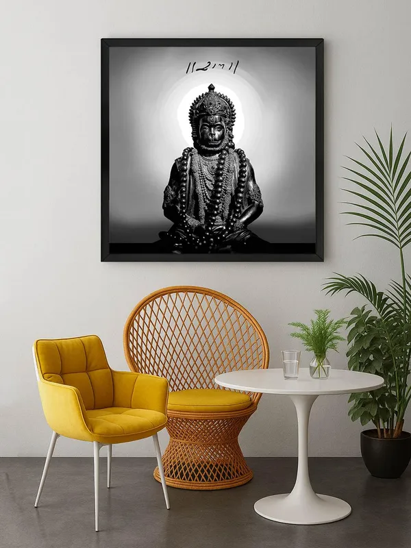 Box_Fiber_Frame_Black_and_White_Hanuman_Statue_with_Sanskrit_Inscription_-_Canvas_Painting_|_Minimalist_Spiritual_Art,_Hindu_God_Decor,_Monochrome_Religious_Painting_(BLF36X360260)