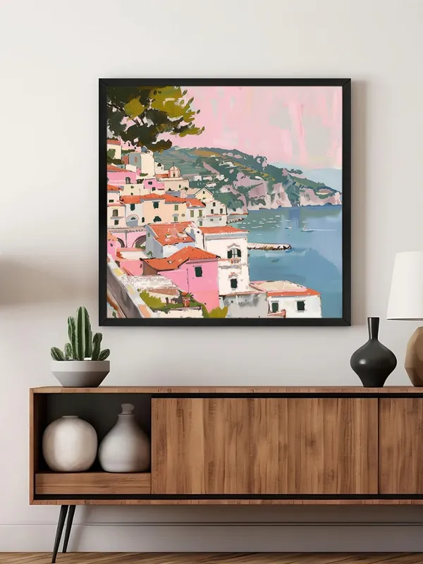 Box_Fiber_Frame_Canvas-Wrapped_Mediterranean_Coastal_Town_Painting,_24X24_�_Scenic_Seaside_View,_Vibrant_Colors,_Travel-Inspired_Wall_Art_(BLF24X240441)