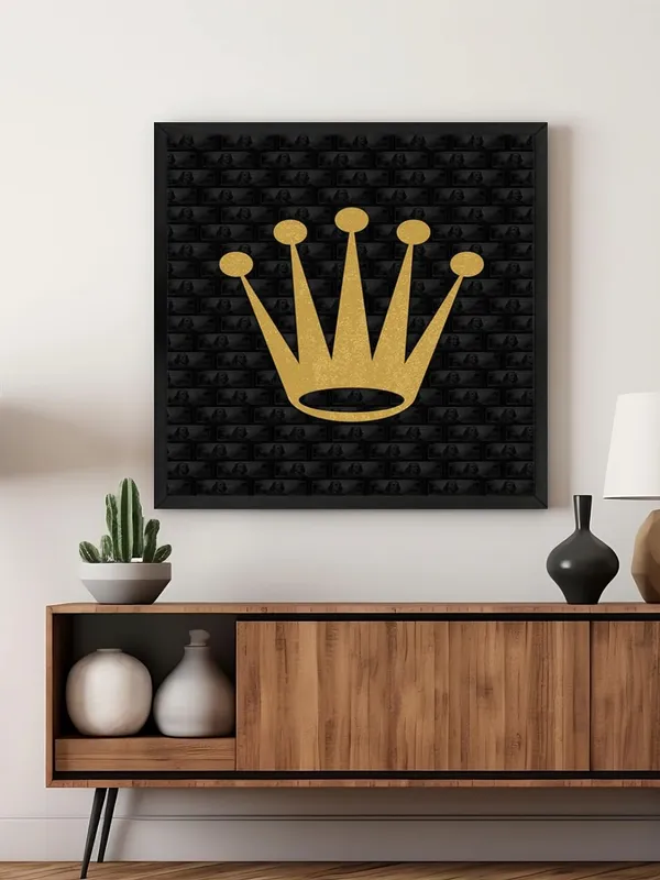Box_Fiber_Frame_Golden_Crown_Canvas-Wrapped_Painting,_24X24_-_Elegant_Monochrome_Art_for_Sophisticated_Decor_(BLF24X240402)