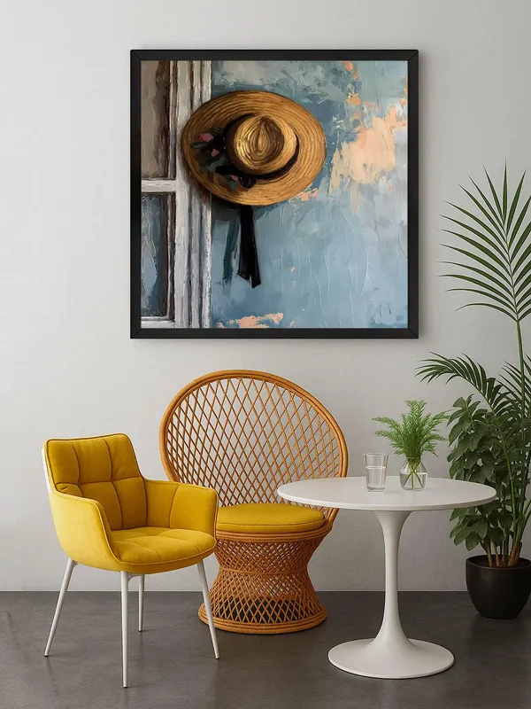 Box_Fiber_Frame_Straw_Hat_on_Wall_Canvas-Wrapped_Painting,_36X36_-_Rustic_Art_for_Cozy_and_Vintage_Interiors_(BLF36X360416)
