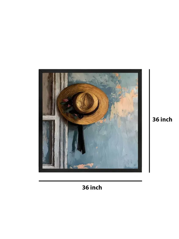 Box_Fiber_Frame_Straw_Hat_on_Wall_Canvas-Wrapped_Painting,_36X36_-_Rustic_Art_for_Cozy_and_Vintage_Interiors_(BLF36X360416)
