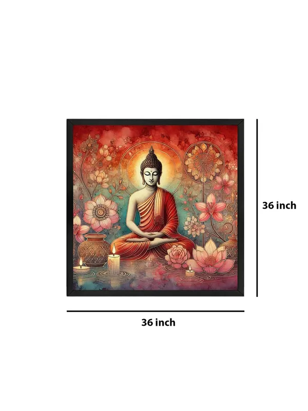 Box_Fiber_Frame_Canvas_Wrapped_Painting_of_Buddha_with_Lotus_and_Candles_-_Harmonious_Art_for_Serenity_-_36X36_Inches_(BLF36X360559)