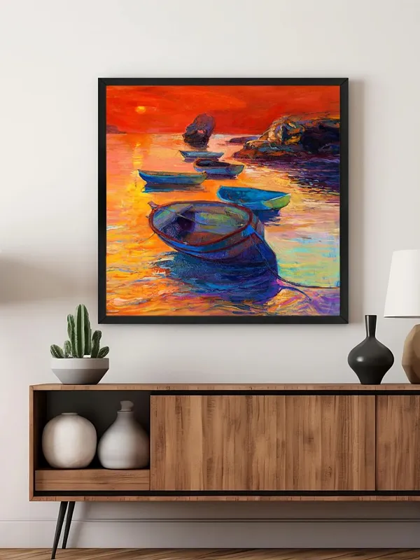 Box_Fiber_Frame_Tranquil_Evening_Boats_Canvas-Wrapped_Painting_36X36_-_Serene_Nautical_Wall_Decor_(BLF36X360463)
