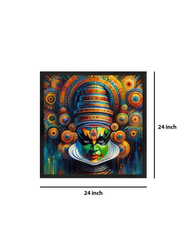 Box_Fiber_Frame_Kathakali_Mask_Canvas-Wrapped_Painting_|_Traditional_Indian_Dance_Art_for_Cultural_Enthusiasts_and_D�cor_24X24_Inches_(BLF24X240509)