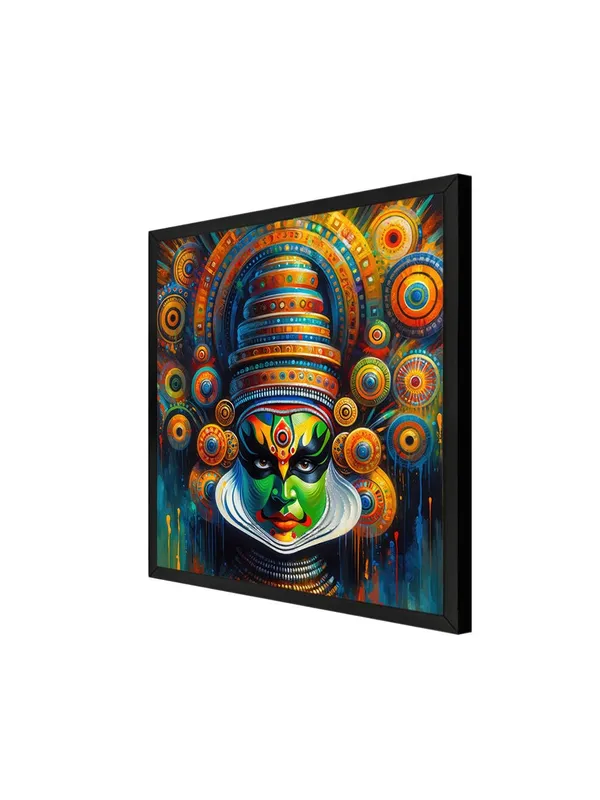 Box_Fiber_Frame_Kathakali_Mask_Canvas-Wrapped_Painting_|_Traditional_Indian_Dance_Art_for_Cultural_Enthusiasts_and_D�cor_24X24_Inches_(BLF24X240509)