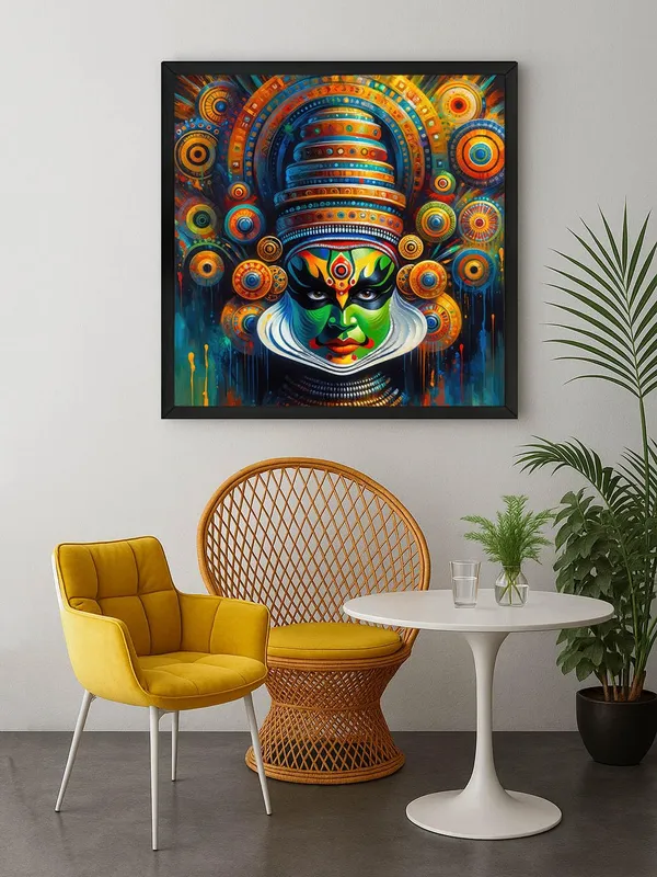 Box_Fiber_Frame_Kathakali_Mask_Canvas-Wrapped_Painting_|_Traditional_Indian_Dance_Art_for_Cultural_Enthusiasts_and_D�cor_24X24_Inches_(BLF24X240509)
