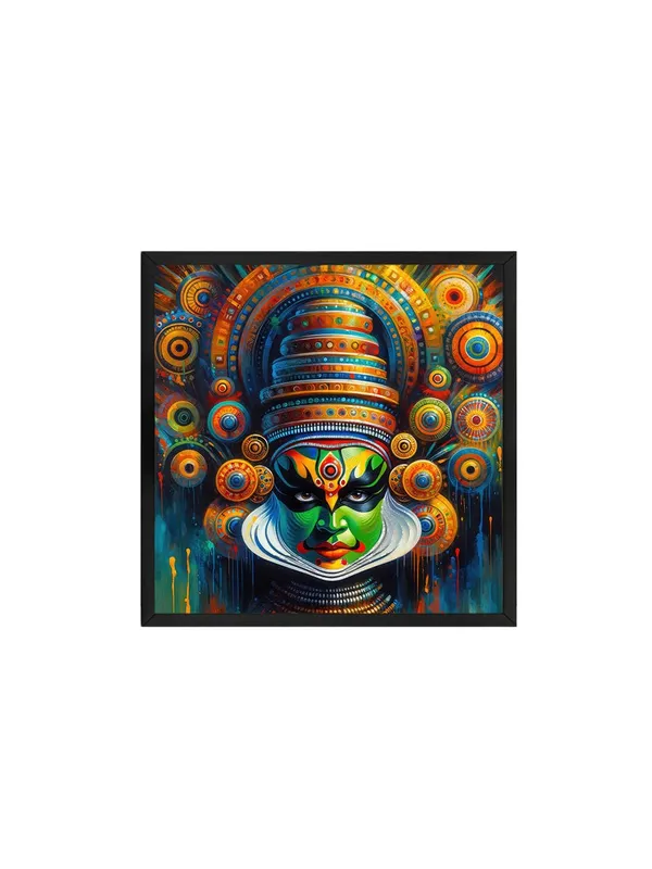 Box_Fiber_Frame_Kathakali_Mask_Canvas-Wrapped_Painting_|_Traditional_Indian_Dance_Art_for_Cultural_Enthusiasts_and_D�cor_24X24_Inches_(BLF24X240509)