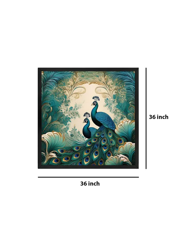 Box_Fiber_Frame_Ornamental_Majesty:_Peacocks_in_Flourishing_Foliage,_a_Vibrant_Nature-Inspired_Canvas_Painting_for_Elegant_Spaces_(BLF36X360298)