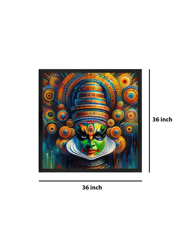 Box_Fiber_Frame_Kathakali_Mask_Canvas-Wrapped_Painting_|_Traditional_Indian_Dance_Art_for_Cultural_Enthusiasts_and_D�cor_36X36_Inches_(BLF36X360509)