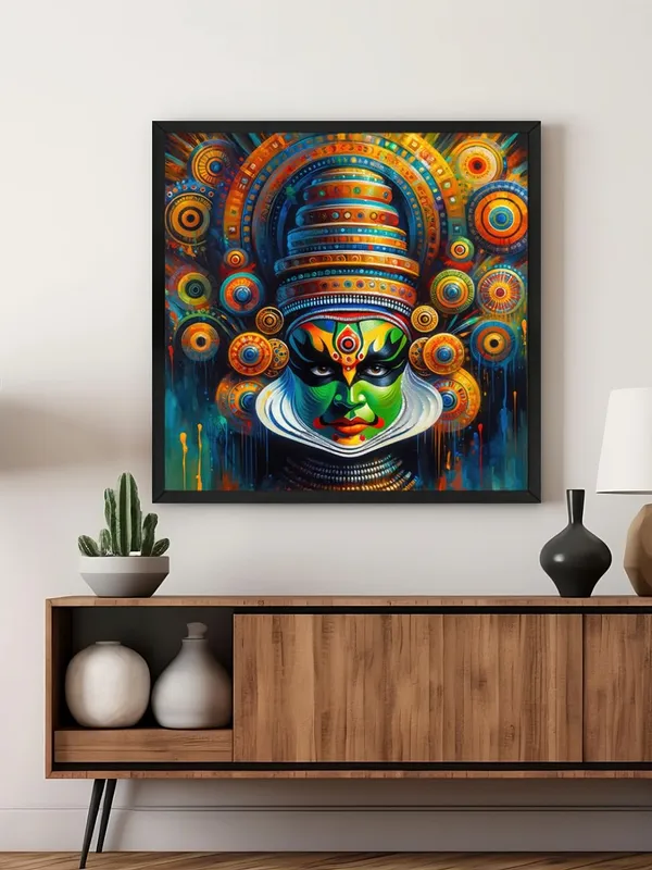 Box_Fiber_Frame_Kathakali_Mask_Canvas-Wrapped_Painting_|_Traditional_Indian_Dance_Art_for_Cultural_Enthusiasts_and_D�cor_36X36_Inches_(BLF36X360509)