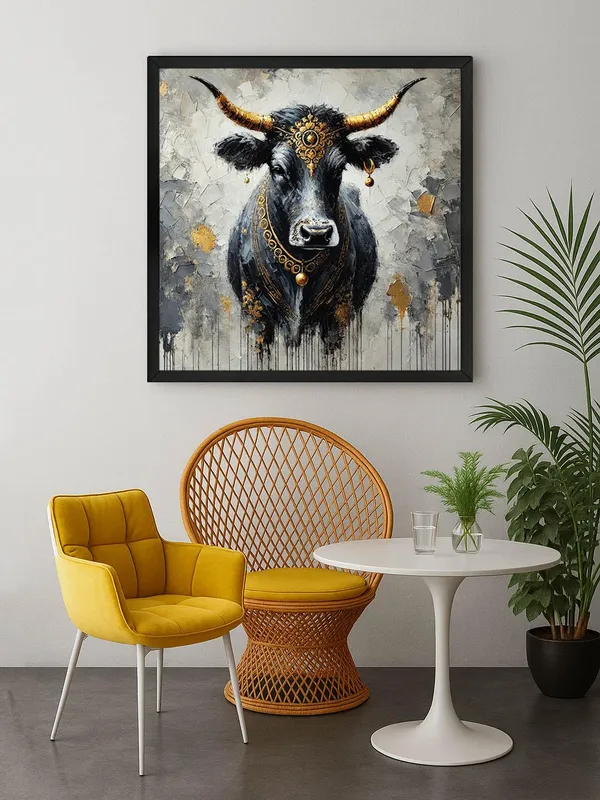 Box_Fiber_Frame_Canvas_Wrapped_Painting_of_Divine_Bull_Nandi_-_Traditional_Indian_Decor_for_Worship_Rooms_-_24X24_Inches_(BLF24X240549)