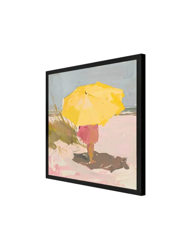 Box_Fiber_Frame_Canvas-Wrapped_Child_Under_Yellow_Umbrella_Painting,_36X36_�_Summer_Vibes,_Playful_Beach_Art_for_Bedroom_or_Living_Room_(BLF36X360439)