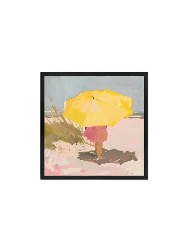 Box_Fiber_Frame_Canvas-Wrapped_Child_Under_Yellow_Umbrella_Painting,_36X36_�_Summer_Vibes,_Playful_Beach_Art_for_Bedroom_or_Living_Room_(BLF36X360439)