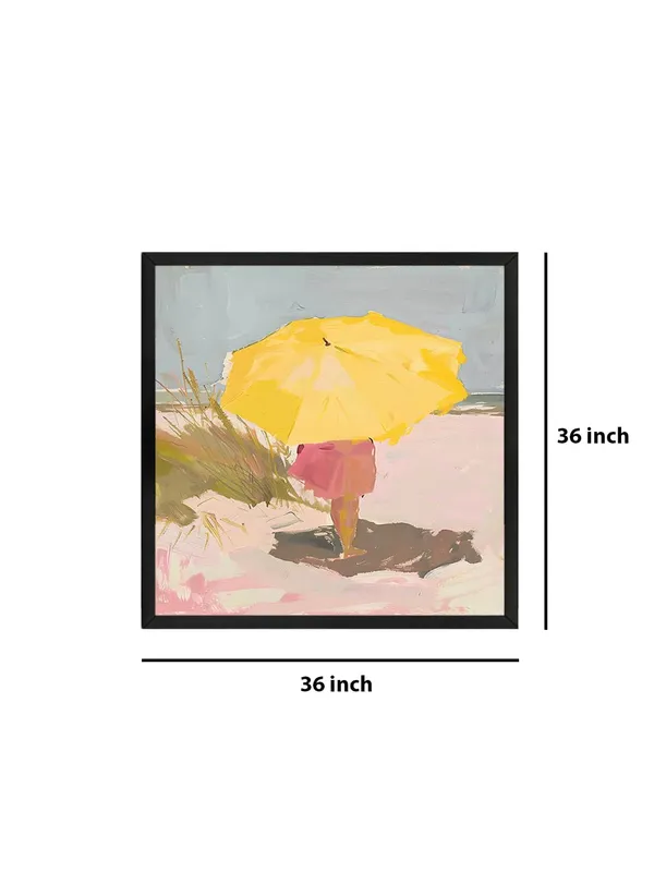 Box_Fiber_Frame_Canvas-Wrapped_Child_Under_Yellow_Umbrella_Painting,_36X36_�_Summer_Vibes,_Playful_Beach_Art_for_Bedroom_or_Living_Room_(BLF36X360439)