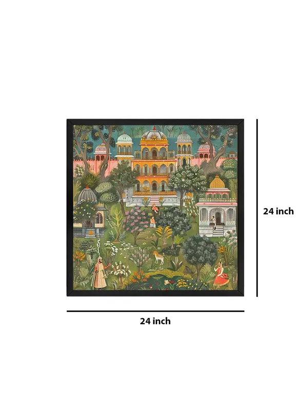 Box_Fiber_Frame_Garden_of_Serenity_of_a_detailed_lush_garden_with_a_traditional_palace_mughal_paintings_for_wall_(BLF24X240188)