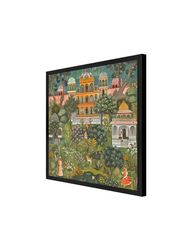 Box_Fiber_Frame_Garden_of_Serenity_of_a_detailed_lush_garden_with_a_traditional_palace_mughal_paintings_for_wall_(BLF24X240188)